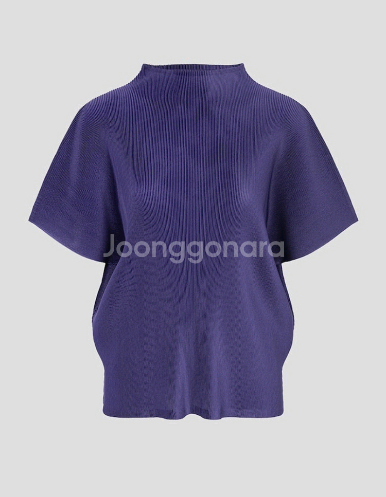 플리츠플리즈 탑 하이넥 미스트 탑 다크블루 3사이즈--0