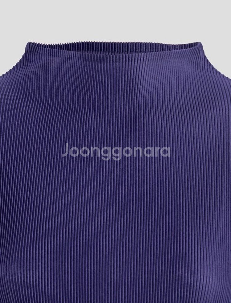 플리츠플리즈 탑 하이넥 미스트 탑 다크블루 3사이즈--3