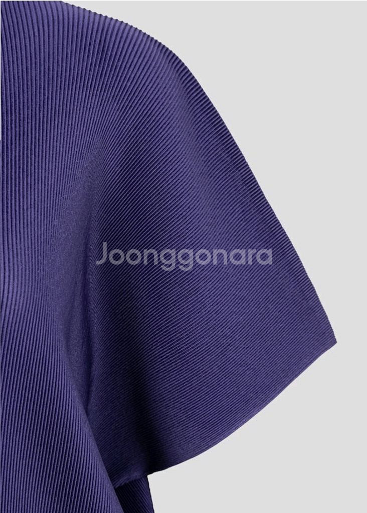 플리츠플리즈 탑 하이넥 미스트 탑 다크블루 3사이즈--2