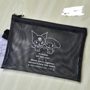 산리오 마이멜로디 쿠로미 반투명 망사 파우치