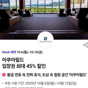 아쿠아필드 45%할인 (각 400원 3장 보유)
