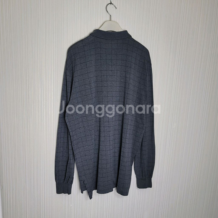 XL 폴로 체크 긴팔카라티 차콜 랄프로렌 코튼 피케--3