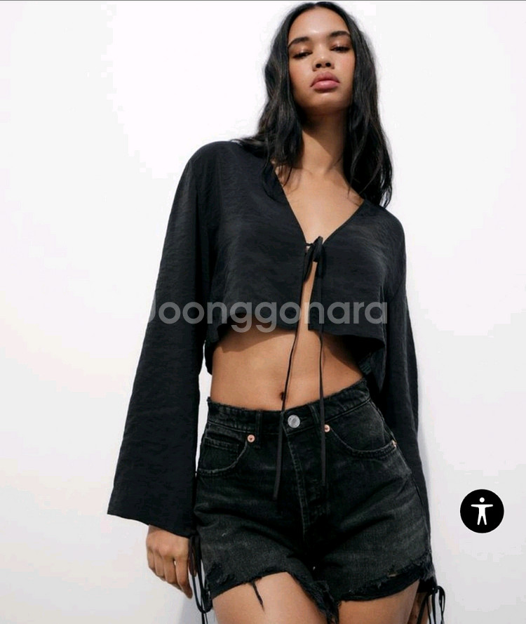 자라 flowing cropped shirt 셔츠가디건--4