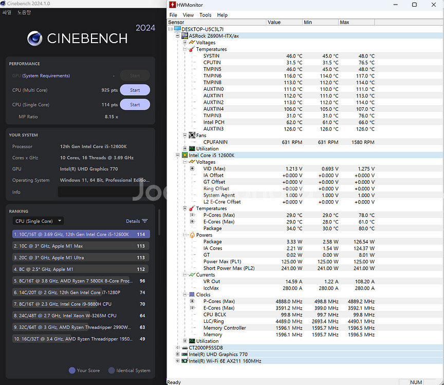 [수원 직거래] 인텔 12600K CPU 팝니다.--3