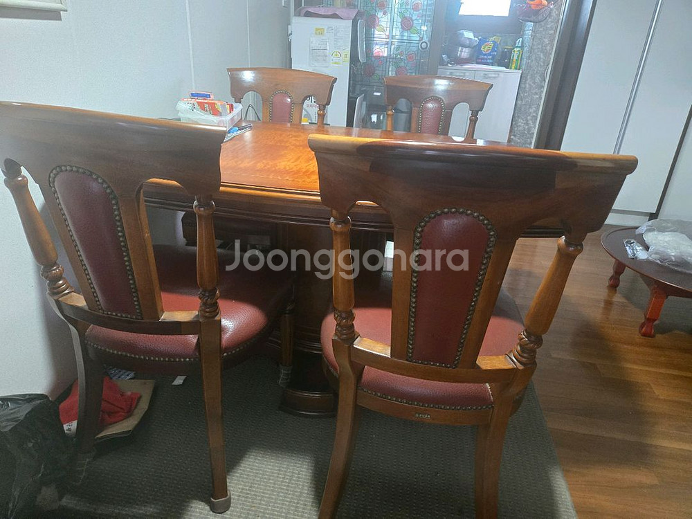 노송 원목엔틱4인가구 식탁세트--3