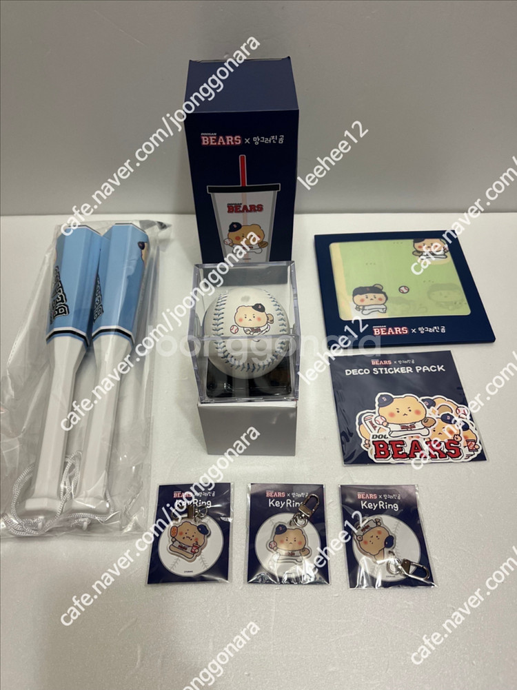 두산베어스 망그러진 곰 망곰 아크릴 키링 스티커 세트--1