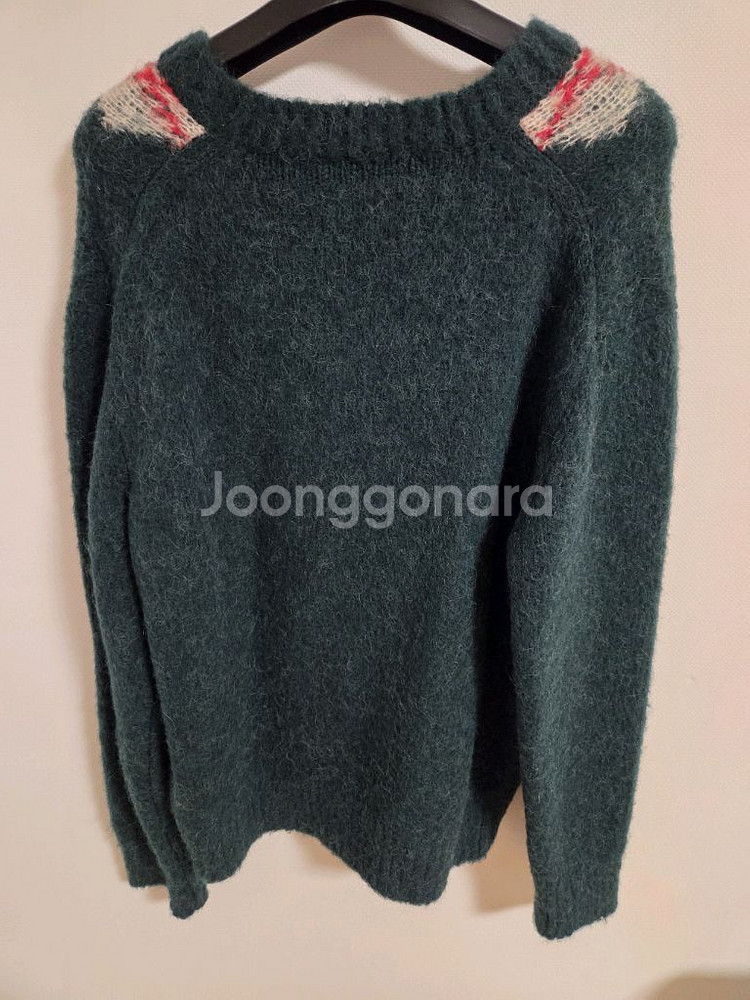 던스트 오버핏 브이넥 아가일패턴 그린컬러 니트 105~--2