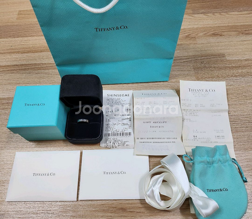 정품 티파니엔코 pt플래티늄13~14호 밴드링--2