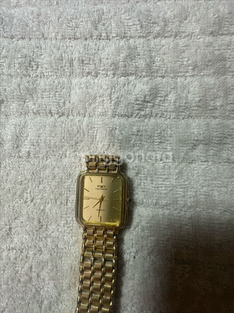 TECHNOS 스위스 빈티지 골드 쿼츠 여성용 시계판매--0
