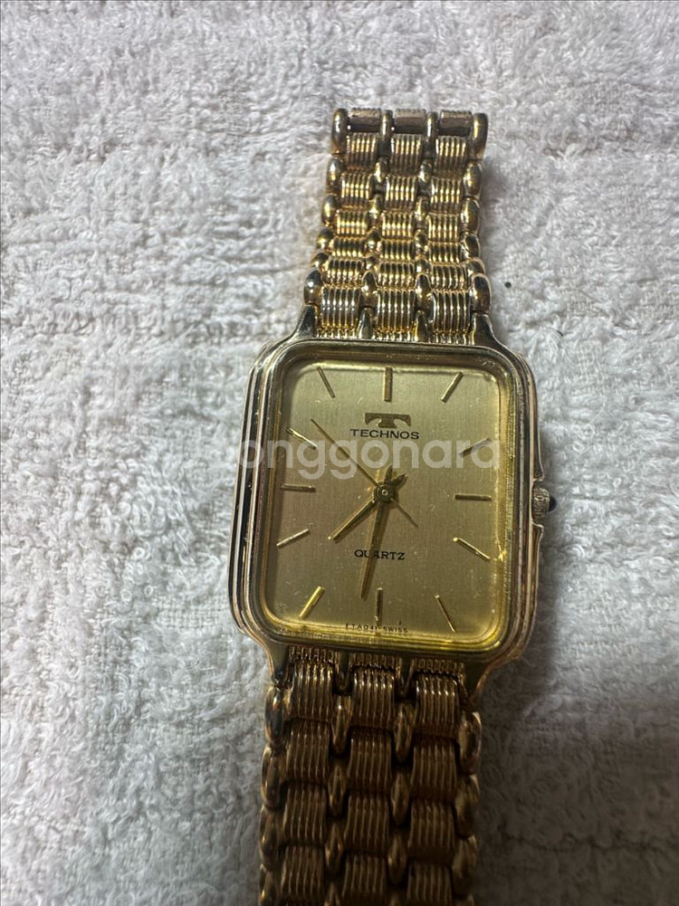 TECHNOS 스위스 빈티지 골드 쿼츠 여성용 시계판매--1