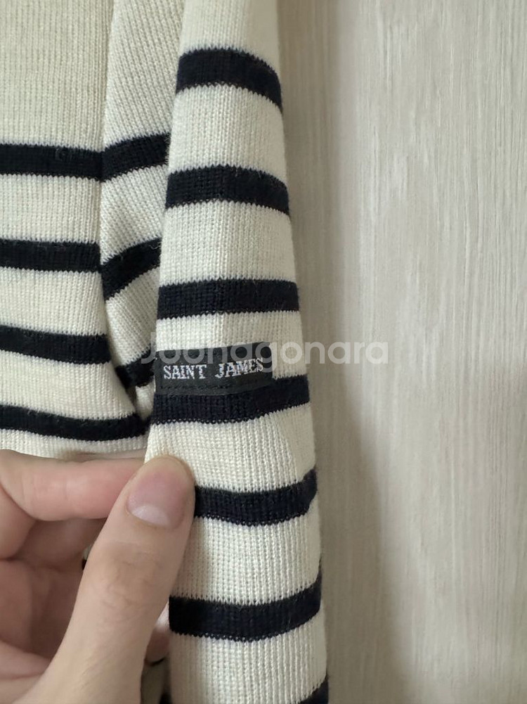 (정품) 세인트제임스 버튼 스트라이프 버진울 니트--2