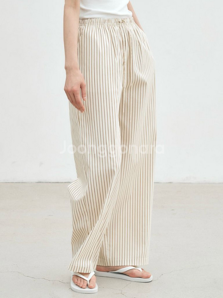 (umer) 유메르 라이트 스트라이프 팬츠 베이지 새제--1