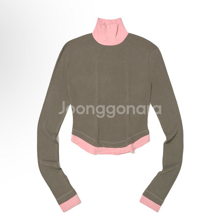 새상품 파르티멘토 우먼 더블 레이어드 하이넥 티 목폴라--0