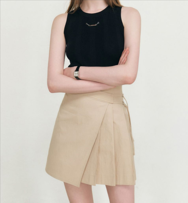 아티드 플리츠 스커트 베이지 새상품--2