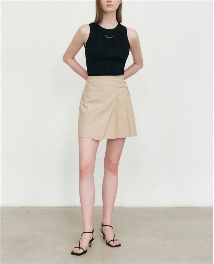 아티드 플리츠 스커트 베이지 새상품--1