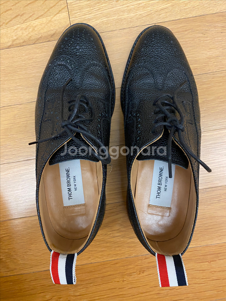 톰브라운 페블그레인 레더솔 롱윙 브로그 여성 블랙 38--5