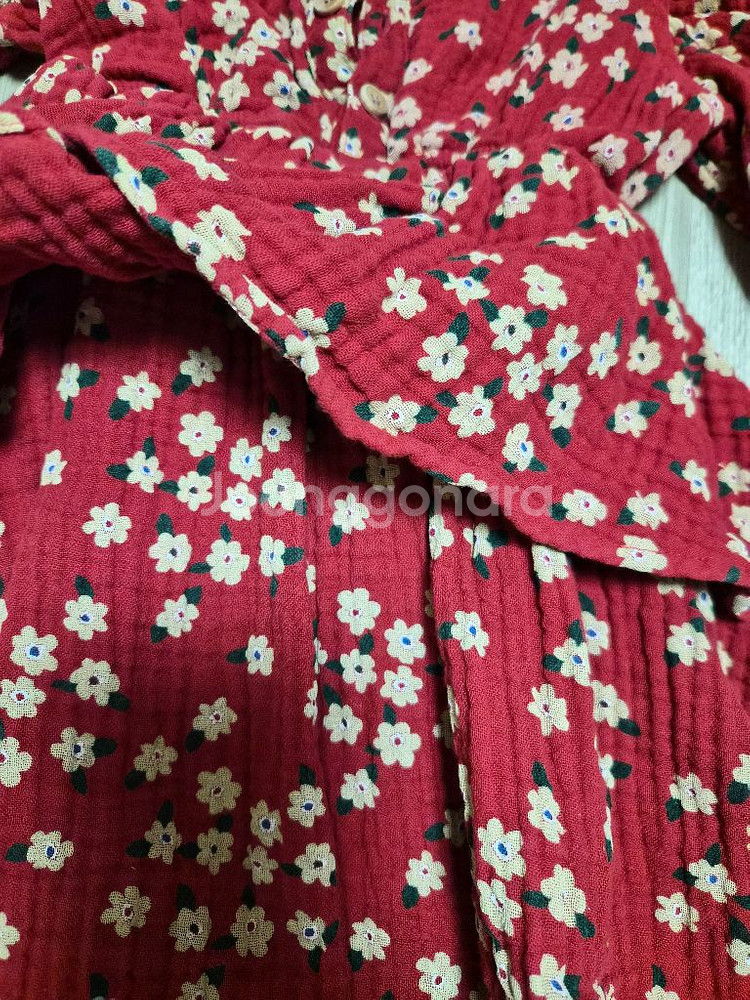 리미떼두두 레드플라워 러플 원피스 s사이즈--3