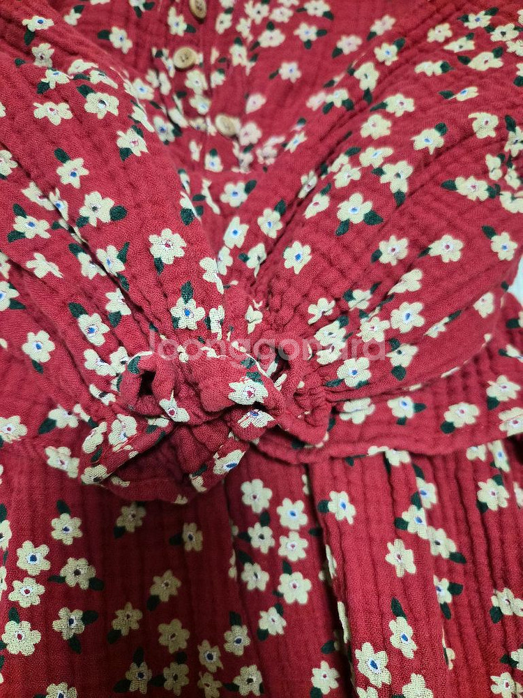 리미떼두두 레드플라워 러플 원피스 s사이즈--4