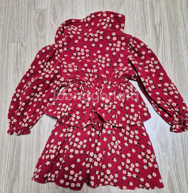 리미떼두두 레드플라워 러플 원피스 s사이즈--2