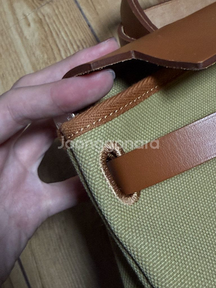 정품 에르메스 에르백31 베이지카키 캔버스--7