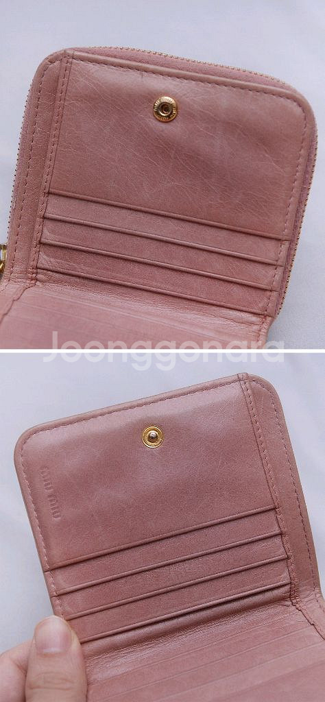 미우미우 마틀라쎄 럭스 지퍼 포켓 반지갑 (인디핑크)--5