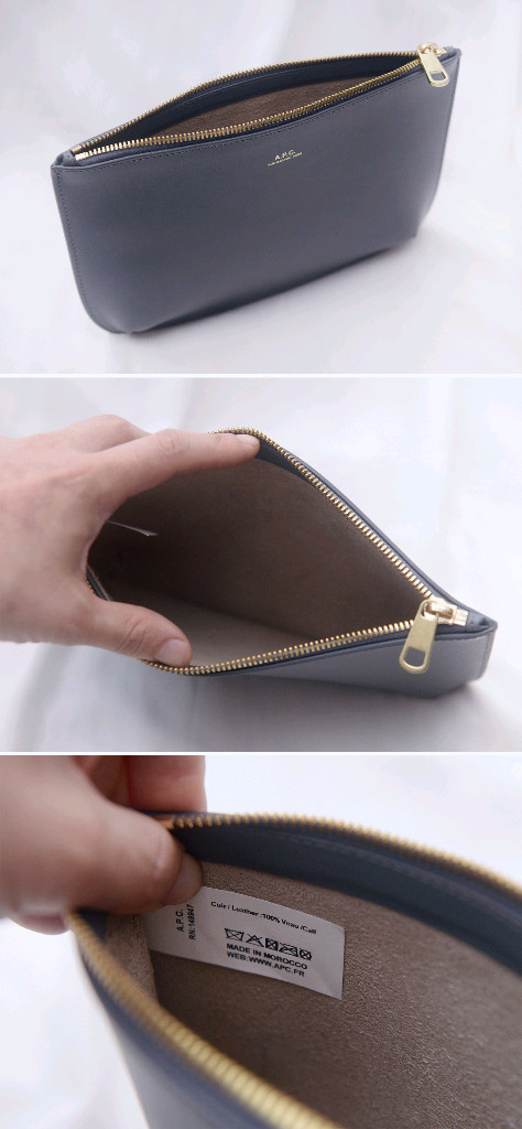 미사용) 아페쎄 사라 하프문 가죽 클러치.파우치백--5