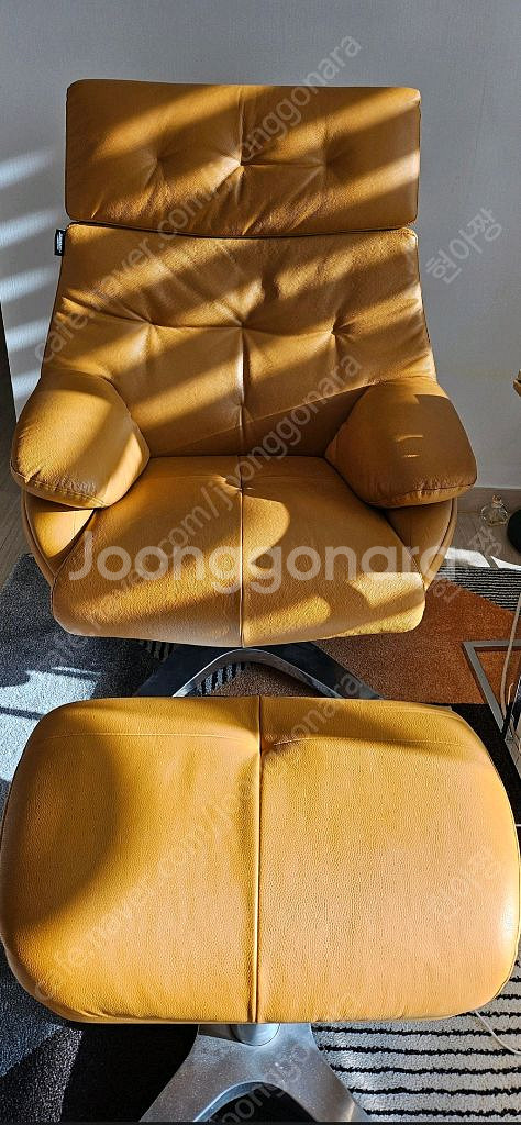 핸슨 프라임 리클라이너 (옐로우/스툴포함)--2