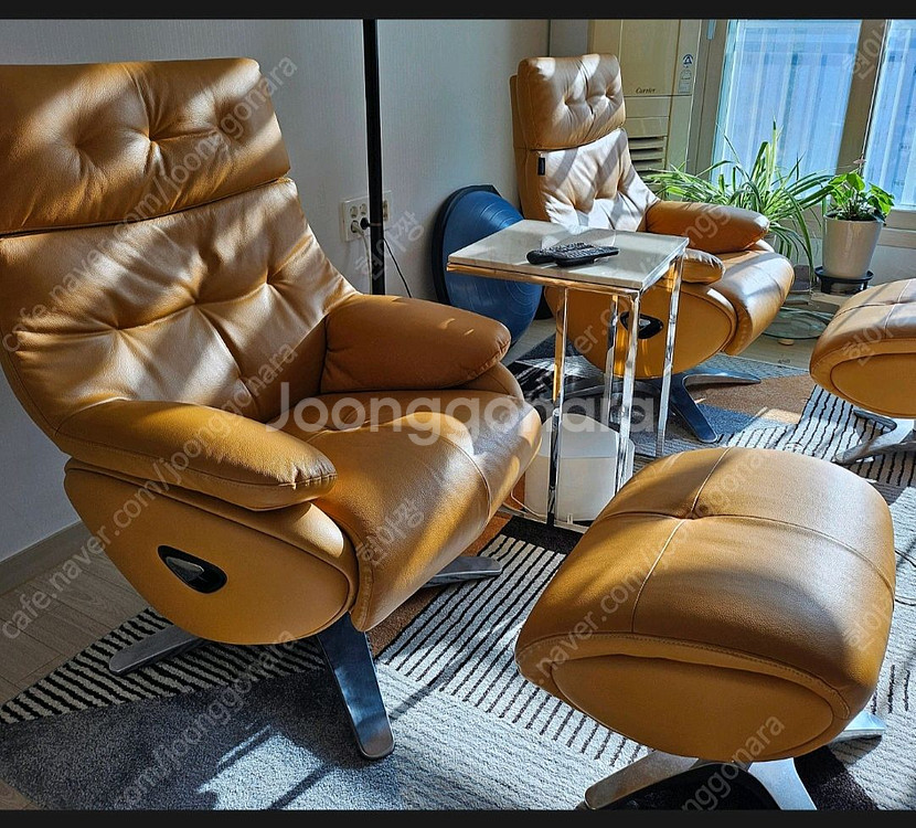 핸슨 프라임 리클라이너 (옐로우/스툴포함)--1