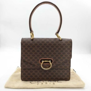 셀린느 마카담 코팅 캔버스 가죽 브라운 베이지 핸드백 이미지