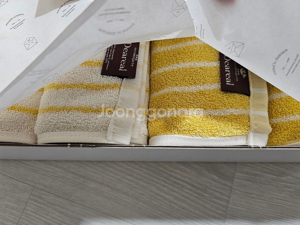 디어리얼 수건 4P 선물패키지 새상품 (버터색상)--2