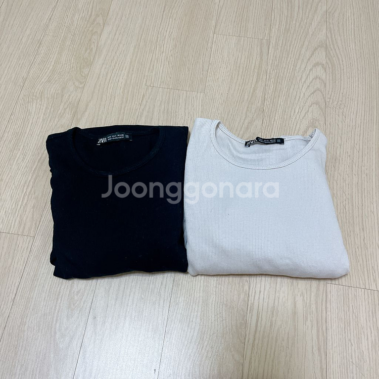 자라 골지 러플 티셔츠 2개 새상품--1