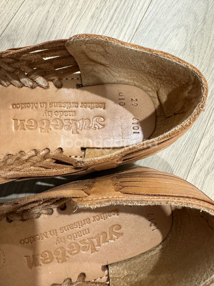 유케텐 알레한드로 내추럴 레더 우븐 샌들--1