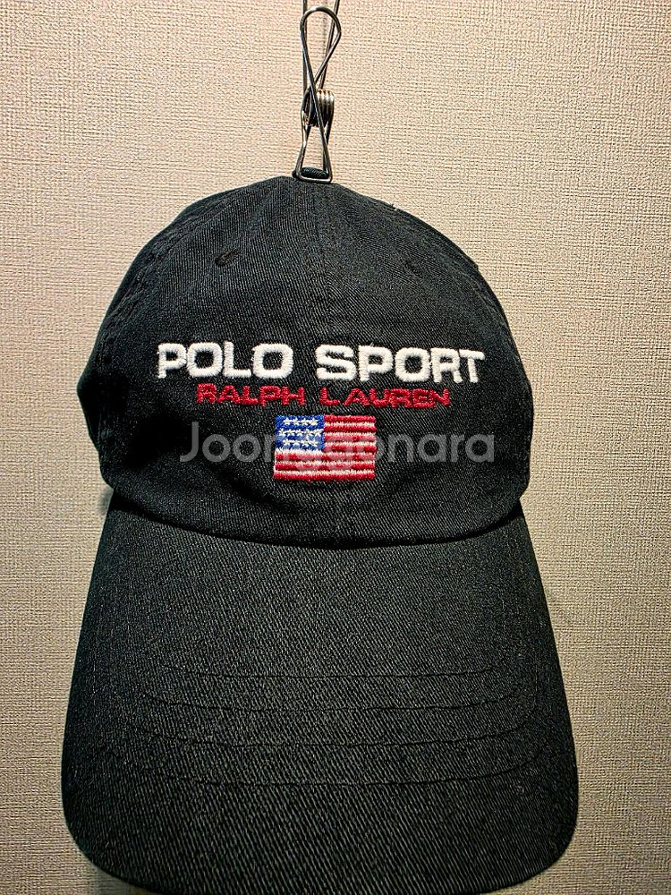 90-00s 폴로스포츠 랄프로렌 스펠아웃 볼캡 블랙--2