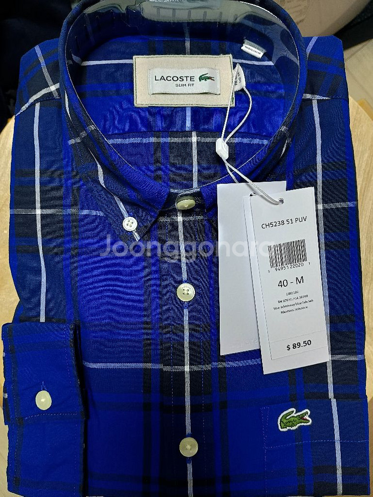 라코스테 슬림핏 포플린 셔츠 (m 40사이즈)--0