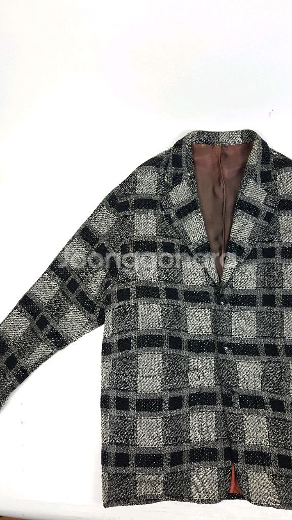 그리슬리 회색 첵크 오버핏 남성 트위드 자켓--4