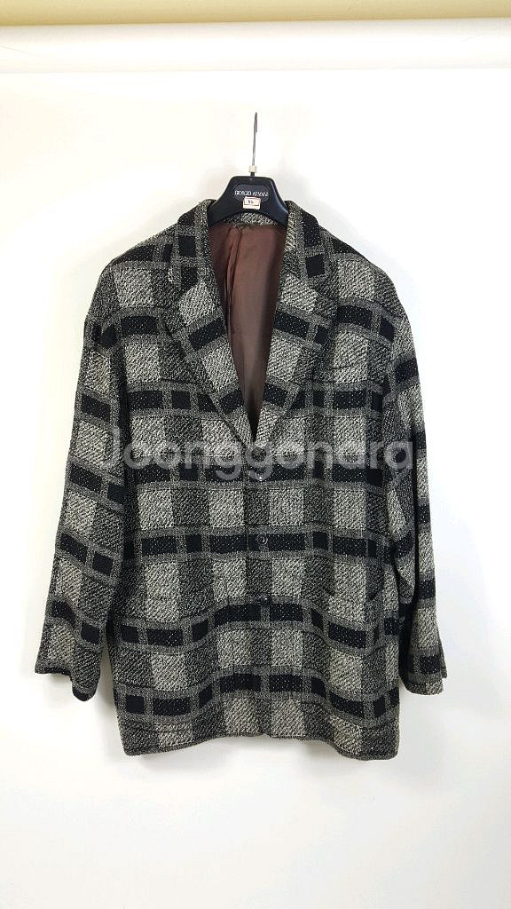 그리슬리 회색 첵크 오버핏 남성 트위드 자켓--9