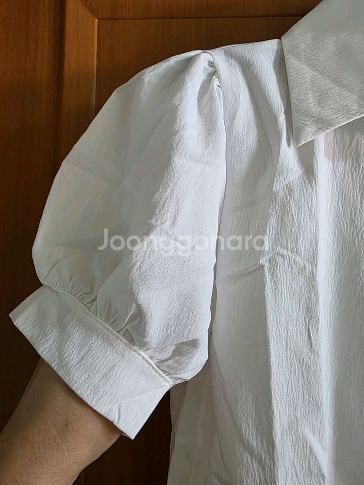 깔끔한 레이스주머니 퍼프벌룬소매 셔츠겸 블라우스--1