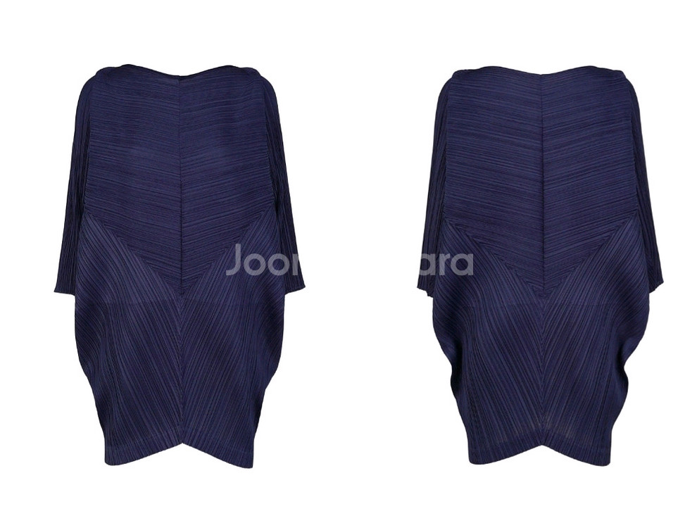 플리츠플리즈 트라이앵글 탑 네이비--0