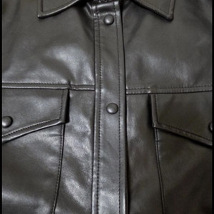 망고 페이크 가죽 셔츠 자켓 블랙 S