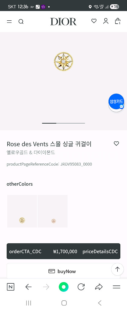 디올 로즈드방 싱글이어링--0