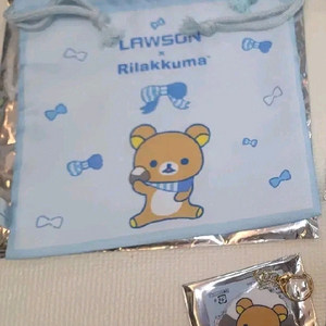 리락쿠마 로손 쿠지 키링 아크릴 키 홀더 파우치 복조리