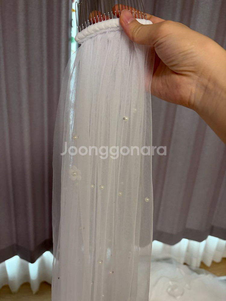 웨딩베일 3m(진주+꽃)--3