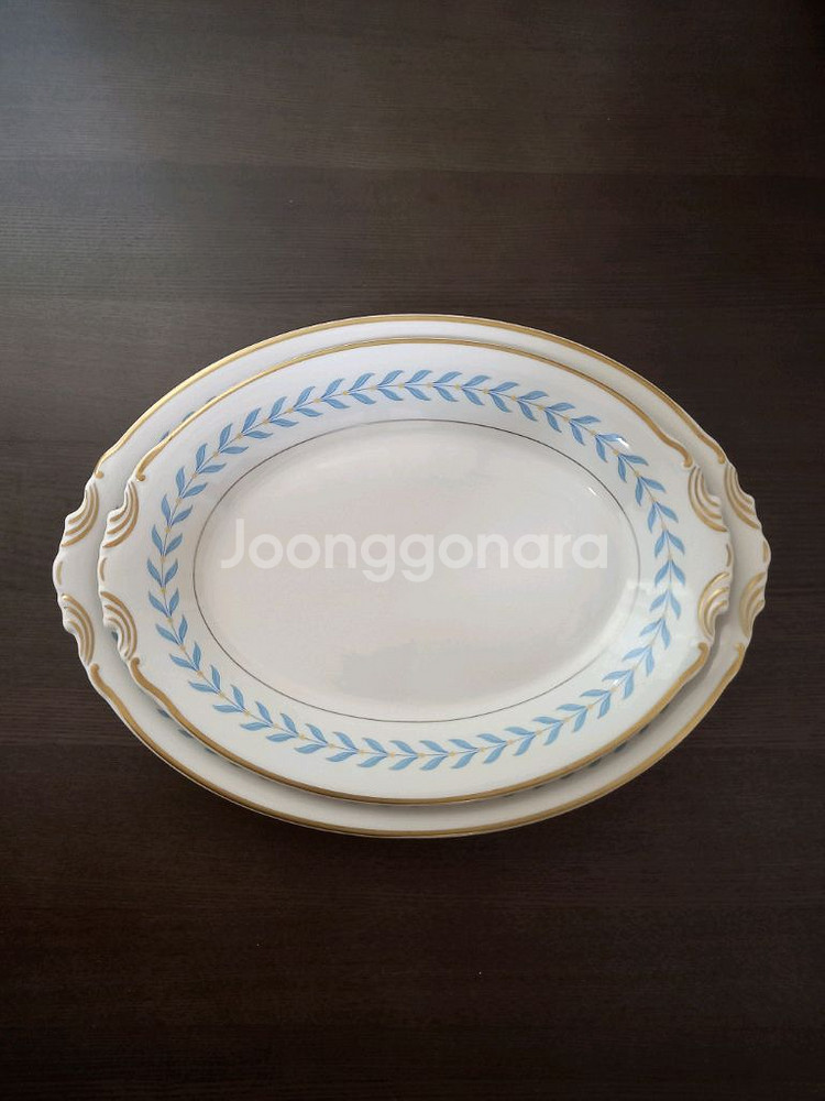 시라쿠스 블루로렐 오발 접시2장(35.5cm 31cm)--0