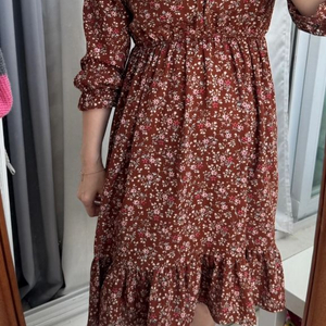 원피스정리)진브라운 플라워패턴 원피스