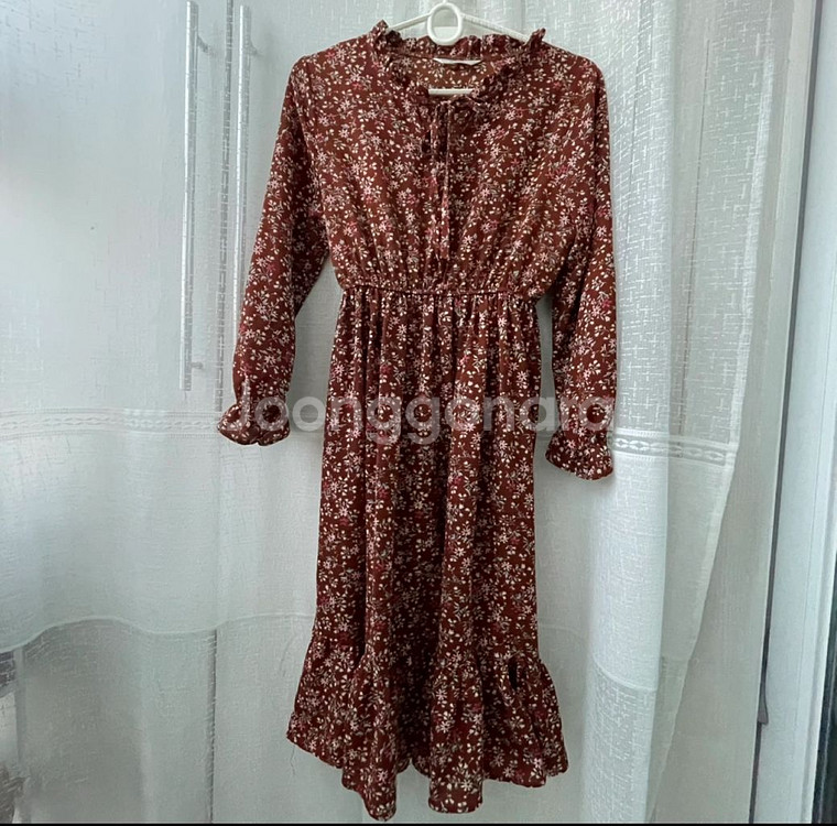 원피스정리)진브라운 플라워패턴 원피스--9