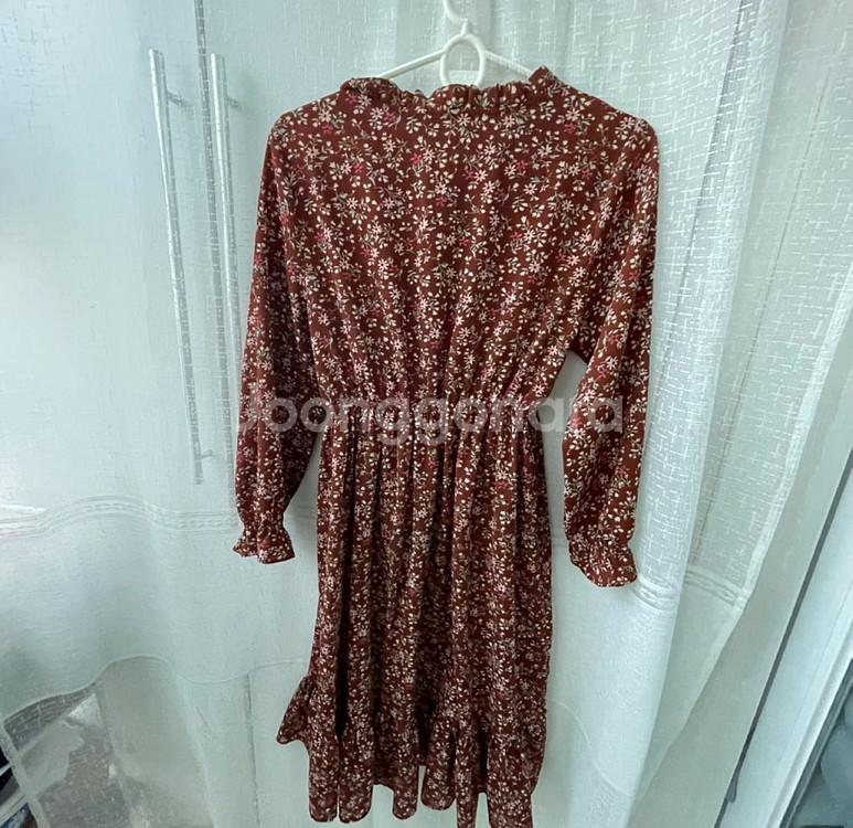 원피스정리)진브라운 플라워패턴 원피스--10