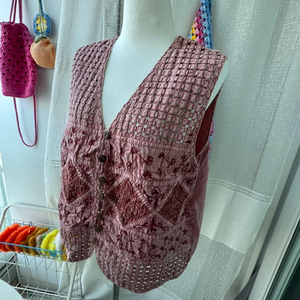 몽몽빈티지)인디핑크 빈티지 조끼 모리걸 그래니룩