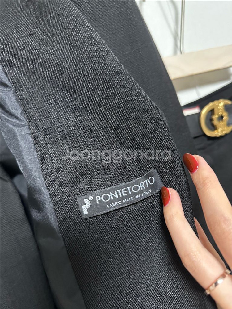 모조에스핀 자켓+금장벨트 와이드팬츠 셋업--2