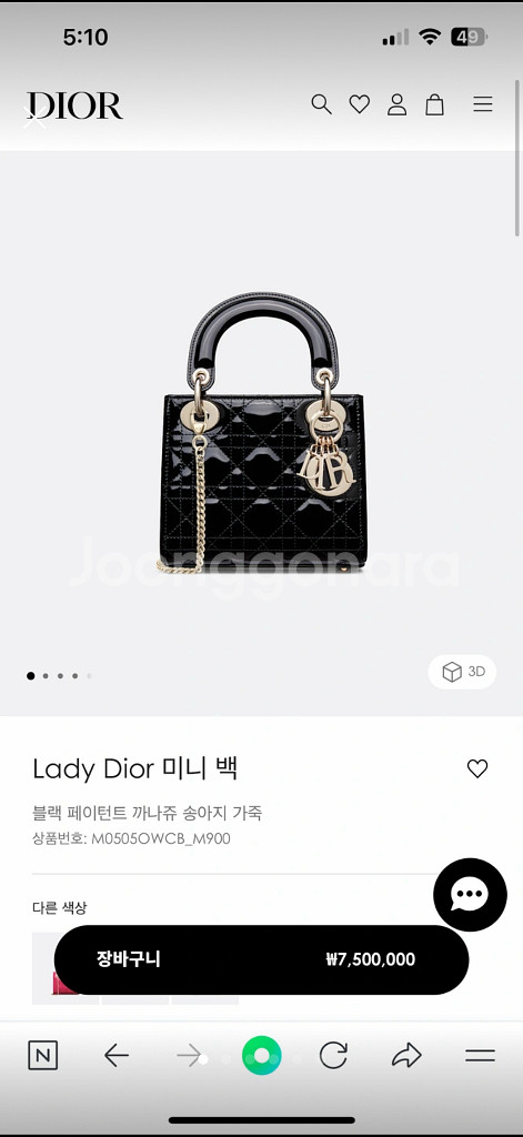 디올 레이디백 미니--0