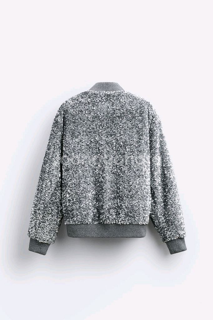ZARA 자라 시퀸 스팽글 그레이 남성 점퍼 L 미개봉--1